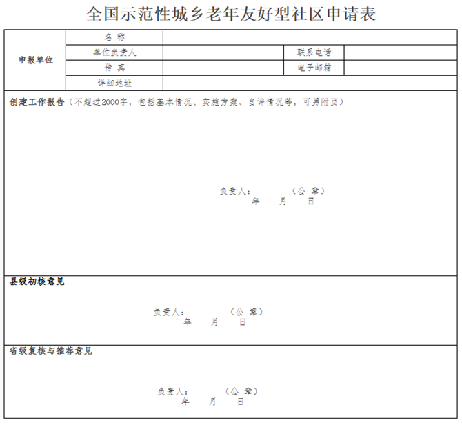 关于开展示范性全国老年友好型社区创建工作的通知(国卫老龄发〔2020〕23号)